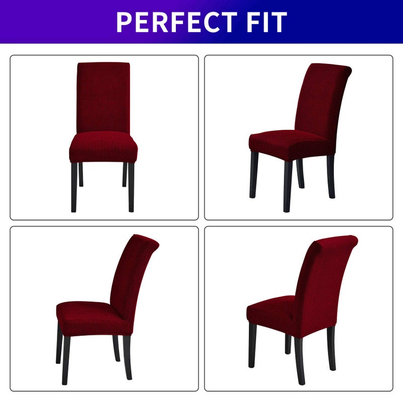 Howhic Stretch Chair Covers for Dining Room Set of 6, Removable Washable Dining Room Chair Covers, Dining Chair Slipcovers Seat Protector, Great Home Decor and Banquet Upholstery (Red Dahlia, 6 Pack) - Image 4
